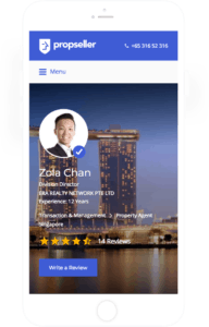 Screenshot from Propseller's website, of an individual Property Agent's profile
